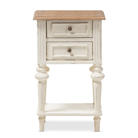 Baxton Studio - Marquetterie Nightstand in White/Natural - PRL8VM(AR)/M B view 2