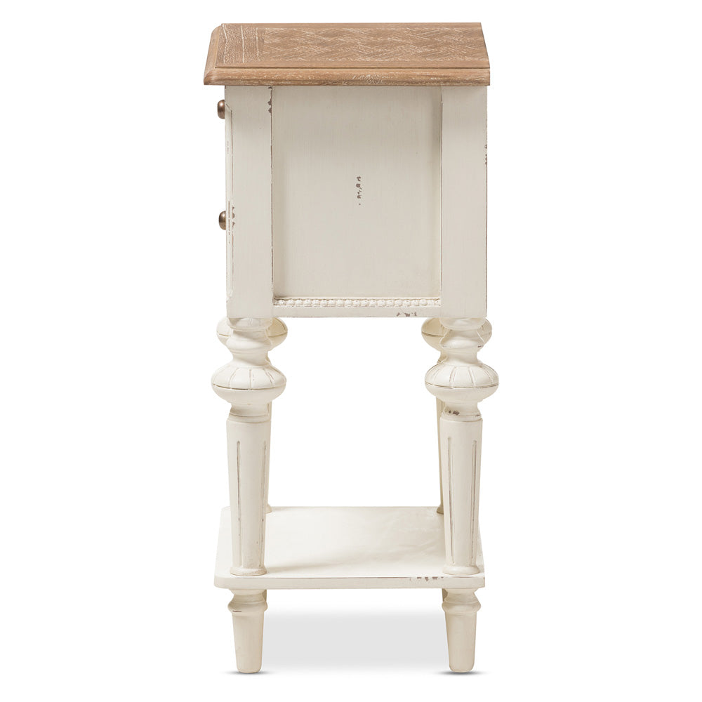 Baxton Studio - Marquetterie Nightstand in White/Natural - PRL8VM(AR)/M B view 3