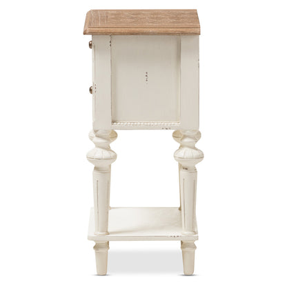 Baxton Studio - Marquetterie Nightstand in White/Natural - PRL8VM(AR)/M B view 3