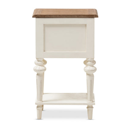 Baxton Studio - Marquetterie Nightstand in White/Natural - PRL8VM(AR)/M B view 4