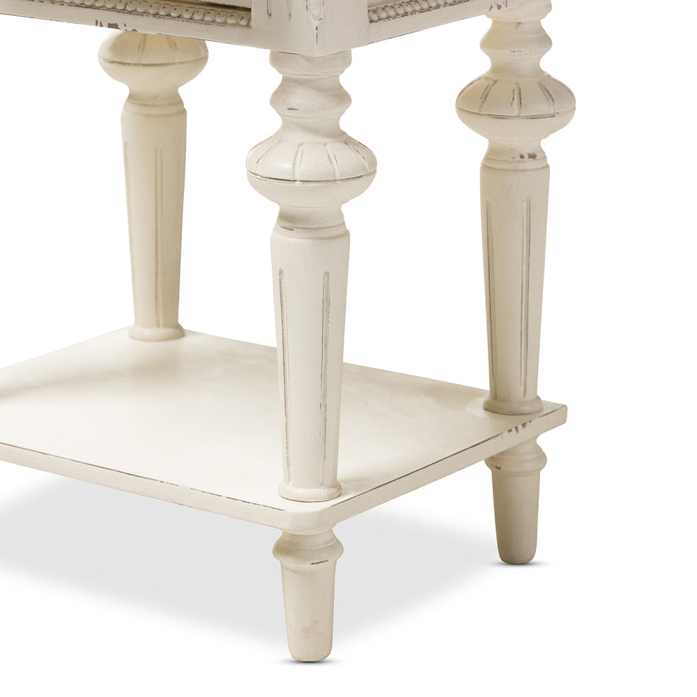 Baxton Studio - Marquetterie Nightstand in White/Natural - PRL8VM(AR)/M B view 6