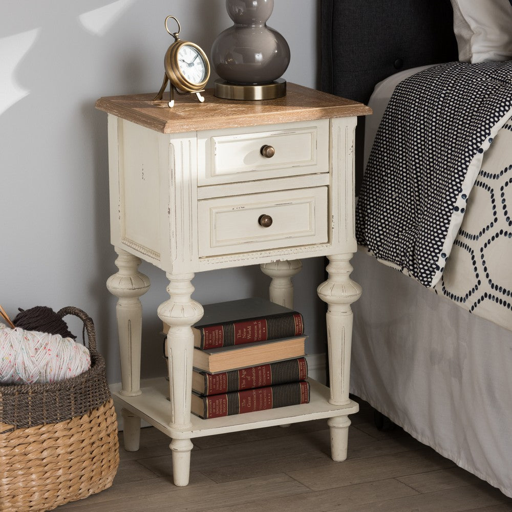 Baxton Studio - Marquetterie Nightstand in White/Natural - PRL8VM(AR)/M B view 7