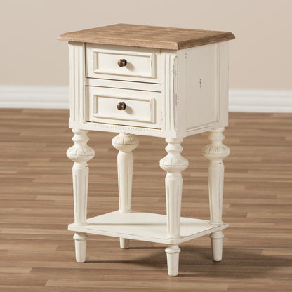 Baxton Studio - Marquetterie Nightstand in White/Natural - PRL8VM(AR)/M B view 8