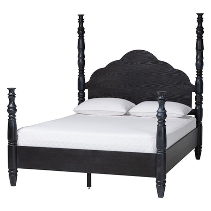 Baxton Studio - MartiNo King Size Bed in Black - SW8636-Black-King Poster Bed view 1