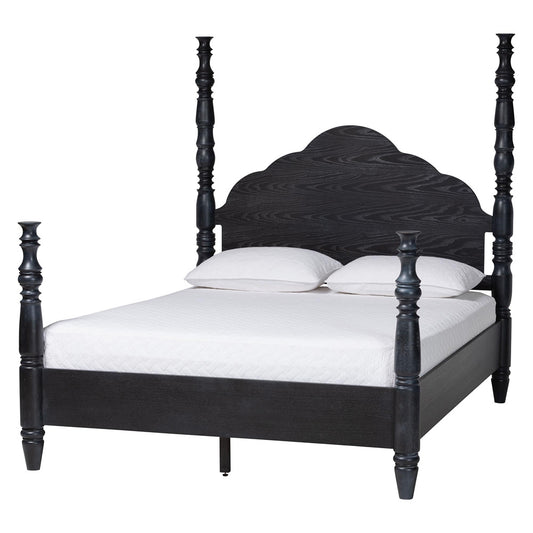 Baxton Studio - MartiNo King Size Bed in Black - SW8636-Black-King Poster Bed view 1