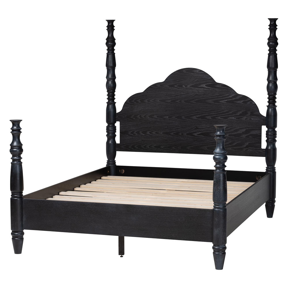 Baxton Studio - MartiNo King Size Bed in Black - SW8636-Black-King Poster Bed view 3