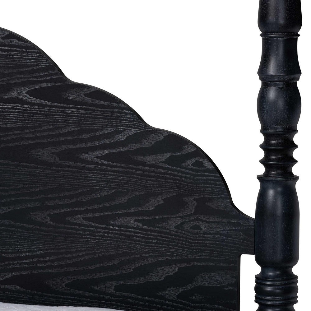 Baxton Studio - MartiNo King Size Bed in Black - SW8636-Black-King Poster Bed view 4