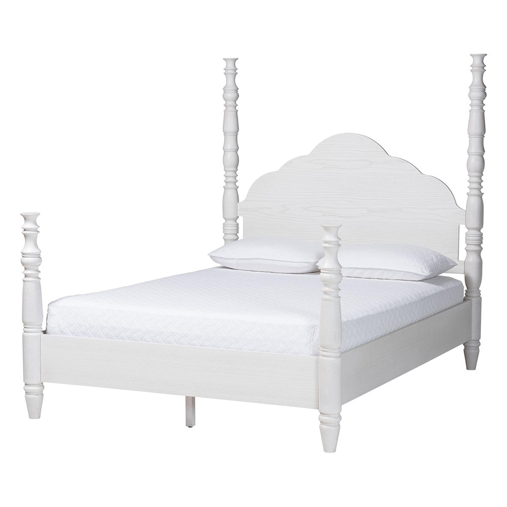 Baxton Studio - MartiNo King Size Bed in White - SW8636-White-King Poster Bed view 1