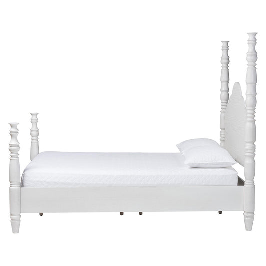 Baxton Studio - MartiNo King Size Bed in White - SW8636-White-King Poster Bed view 2