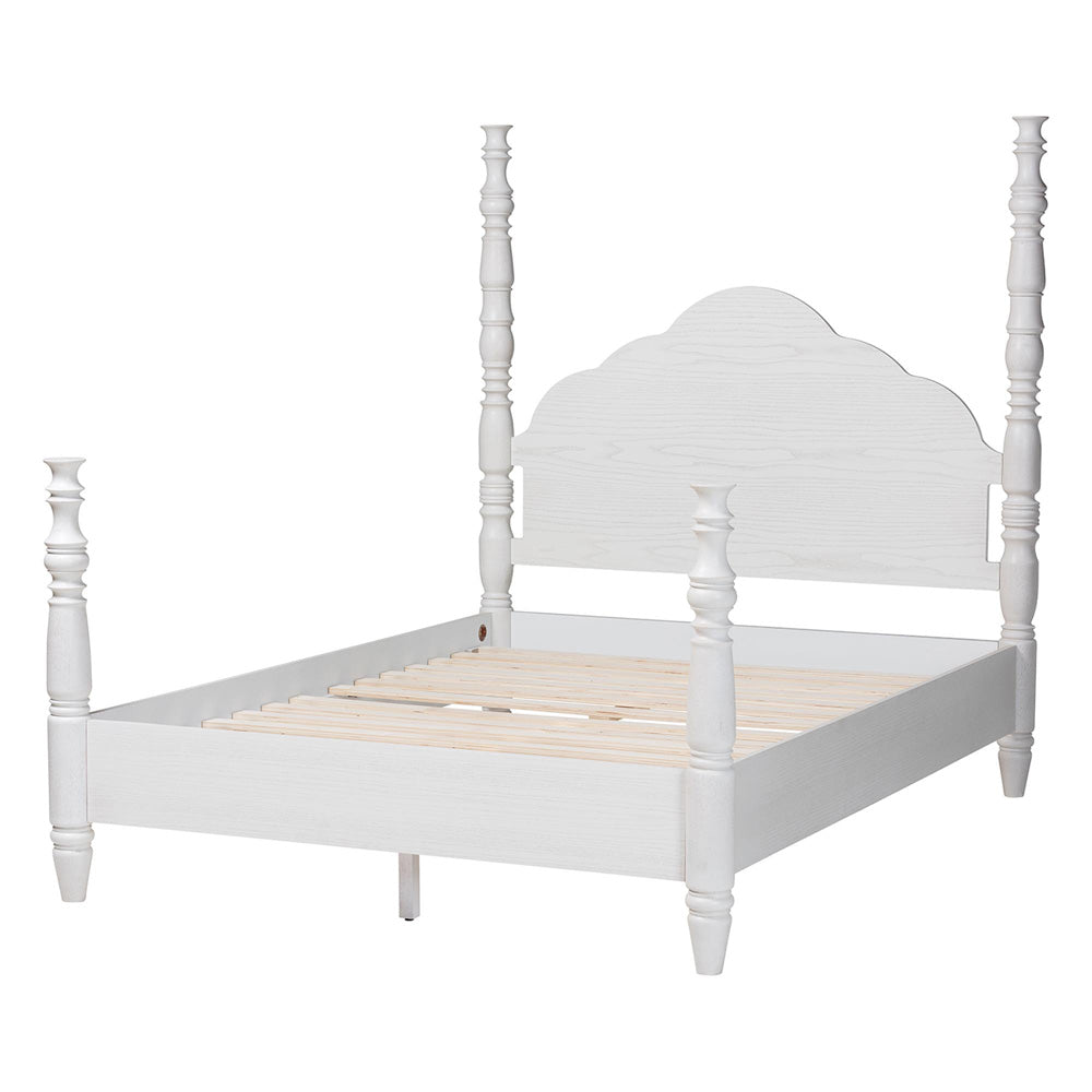 Baxton Studio - MartiNo King Size Bed in White - SW8636-White-King Poster Bed view 3
