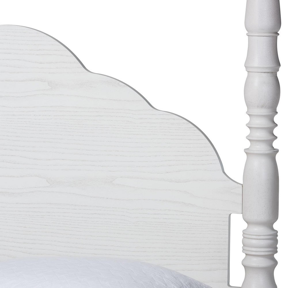 Baxton Studio - MartiNo King Size Bed in White - SW8636-White-King Poster Bed view 4