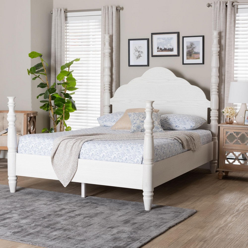 Baxton Studio - MartiNo King Size Bed in White - SW8636-White-King Poster Bed view 7