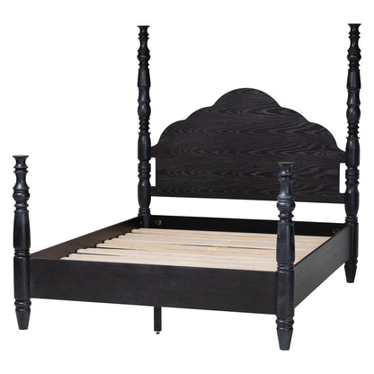 Baxton Studio - MartiNo Queen Size Bed in Black - SW8636-Black-Queen Poster Bed view 3