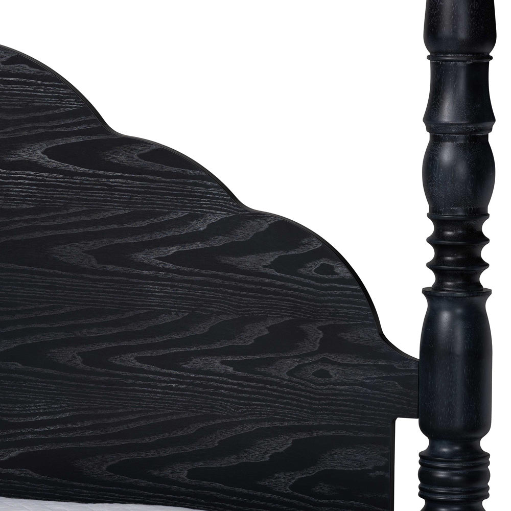 Baxton Studio - MartiNo Queen Size Bed in Black - SW8636-Black-Queen Poster Bed view 4