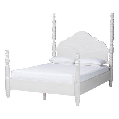 Baxton Studio - MartiNo Queen Size Bed in White - SW8636-White-Queen Poster Bed view 1