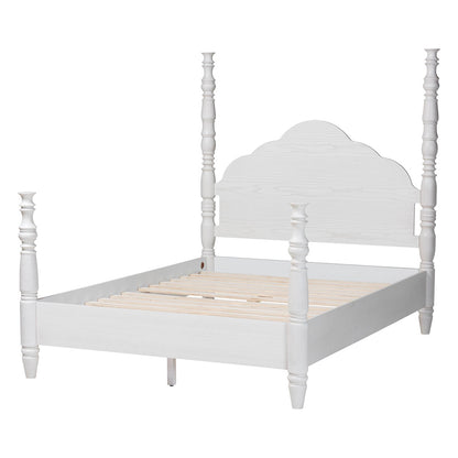 Baxton Studio - MartiNo Queen Size Bed in White - SW8636-White-Queen Poster Bed view 3