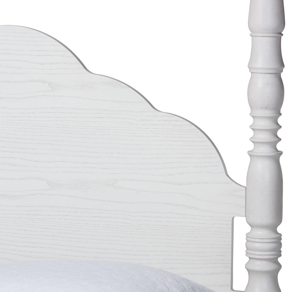 Baxton Studio - MartiNo Queen Size Bed in White - SW8636-White-Queen Poster Bed view 4