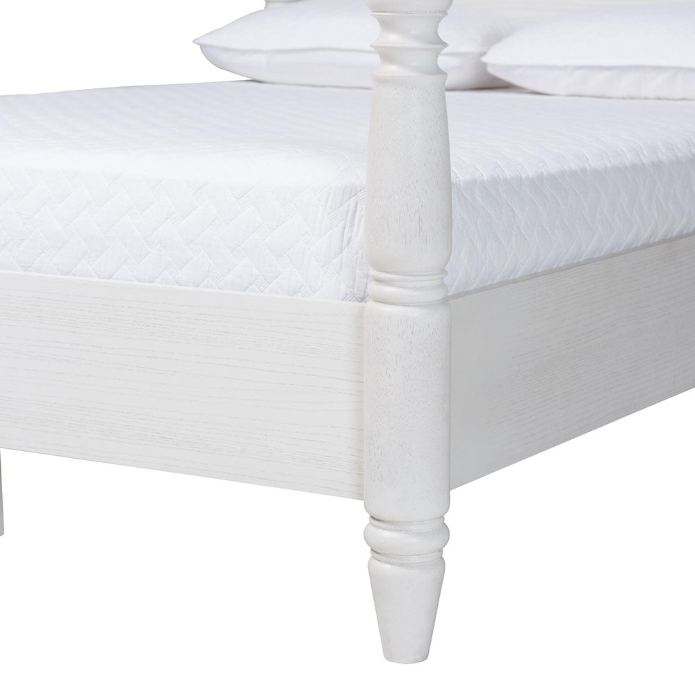 Baxton Studio - MartiNo Queen Size Bed in White - SW8636-White-Queen Poster Bed view 5