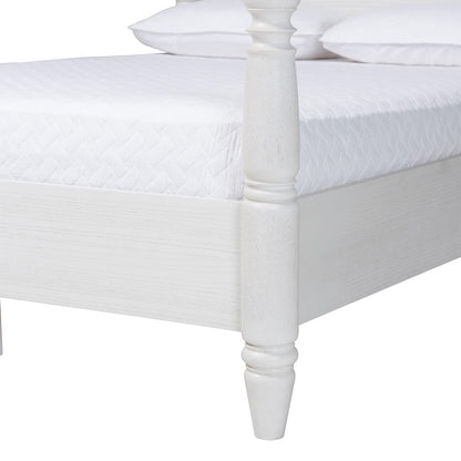 Baxton Studio - MartiNo Queen Size Bed in White - SW8636-White-Queen Poster Bed view 5