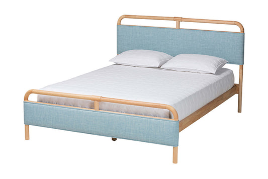 Baxton Studio - Mateo Queen Size Bed - MG0110-Blue/Natural-Queen view 1