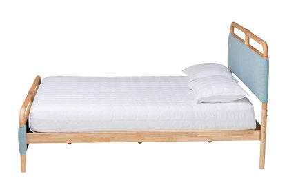 Baxton Studio - Mateo Queen Size Bed - MG0110-Blue/Natural-Queen view 2