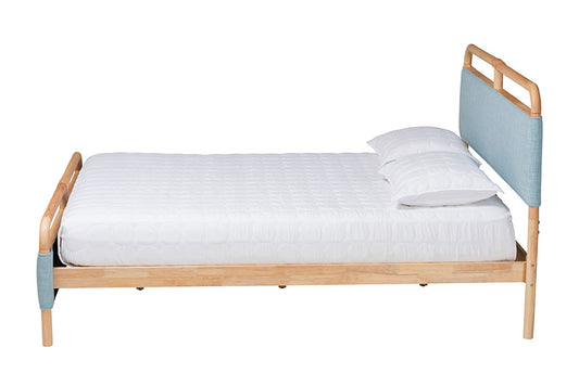 Baxton Studio - Mateo Queen Size Bed - MG0110-Blue/Natural-Queen view 2