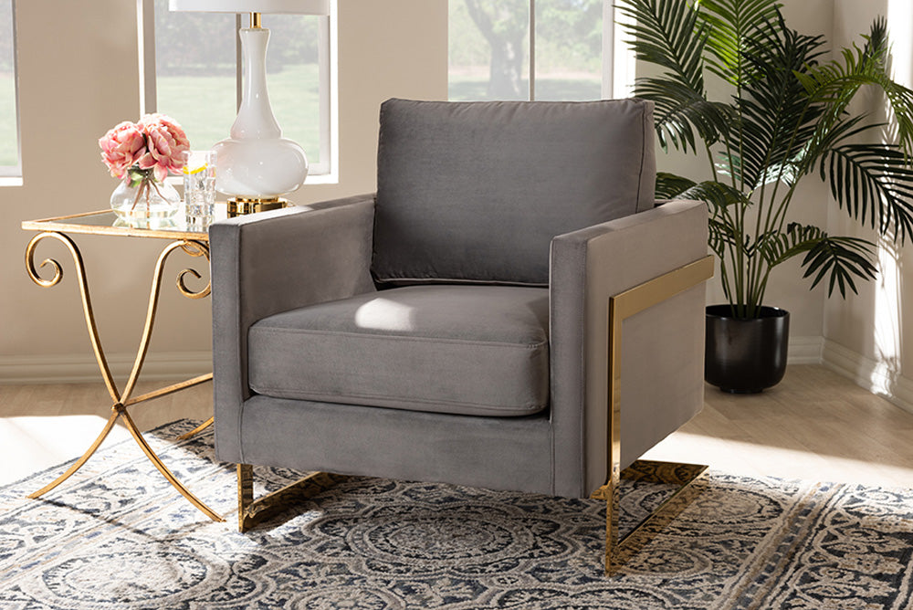 Baxton Studio - Matteo Chair - TSF-77241-Grey/Gold-CC view 5