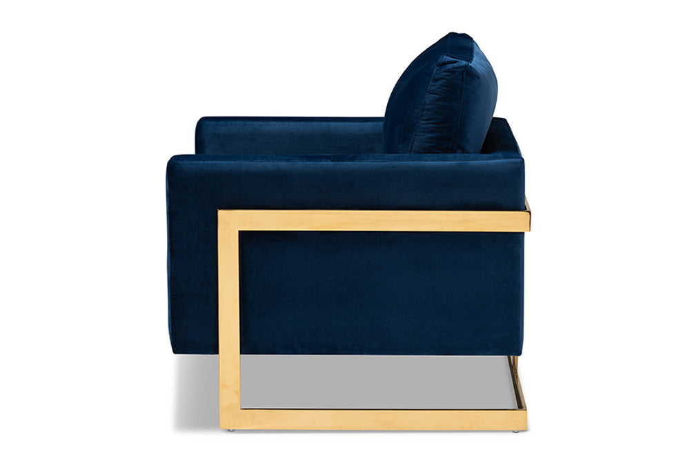 Baxton Studio - Matteo Chair - TSF-77241-Navy/Gold-CC view 3