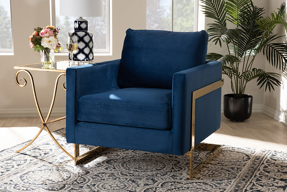 Baxton Studio - Matteo Chair - TSF-77241-Navy/Gold-CC view 5