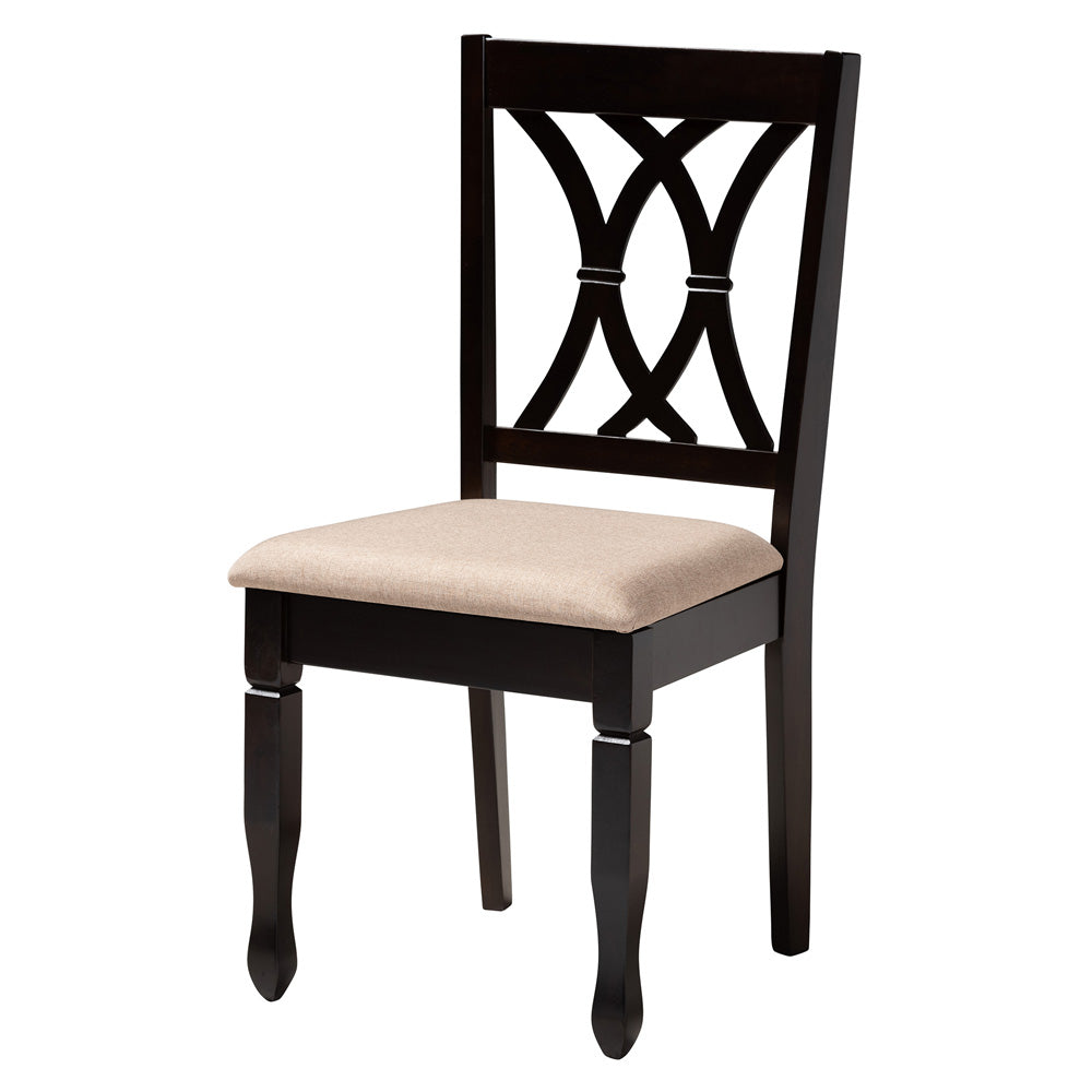 Baxton Studio - Maya Dining Set in Beige/Espresso Brown - Maya-Sand/Dark Brown-5PC Dining Set view 2