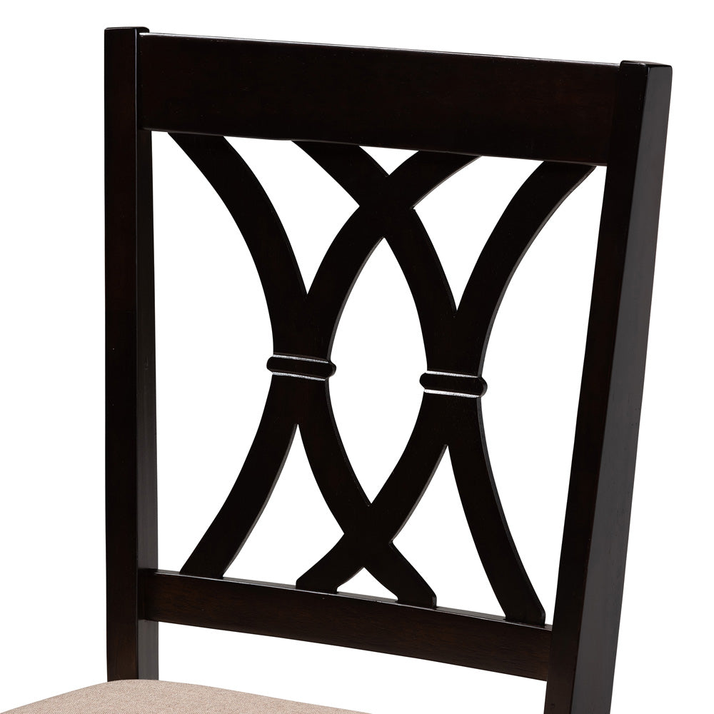 Baxton Studio - Maya Dining Set in Beige/Espresso Brown - Maya-Sand/Dark Brown-5PC Dining Set view 5
