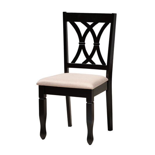 Baxton Studio - Maya Dining Set in Beige/Espresso Brown - Maya-Sand/Dark Brown-7PC Dining Set view 2
