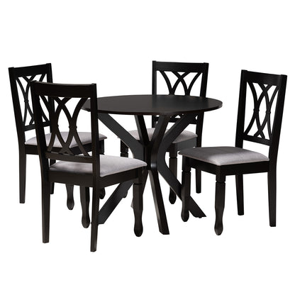 Baxton Studio - Maya Dining Set in Grey/Espresso Brown - Maya-Grey/Dark Brown-5PC Dining Set view 1