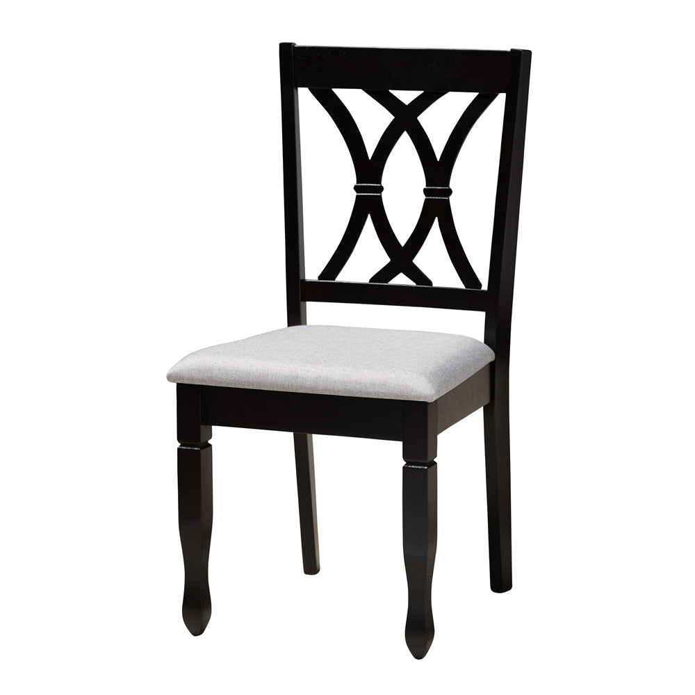 Baxton Studio - Maya Dining Set in Grey/Espresso Brown - Maya-Grey/Dark Brown-5PC Dining Set view 2