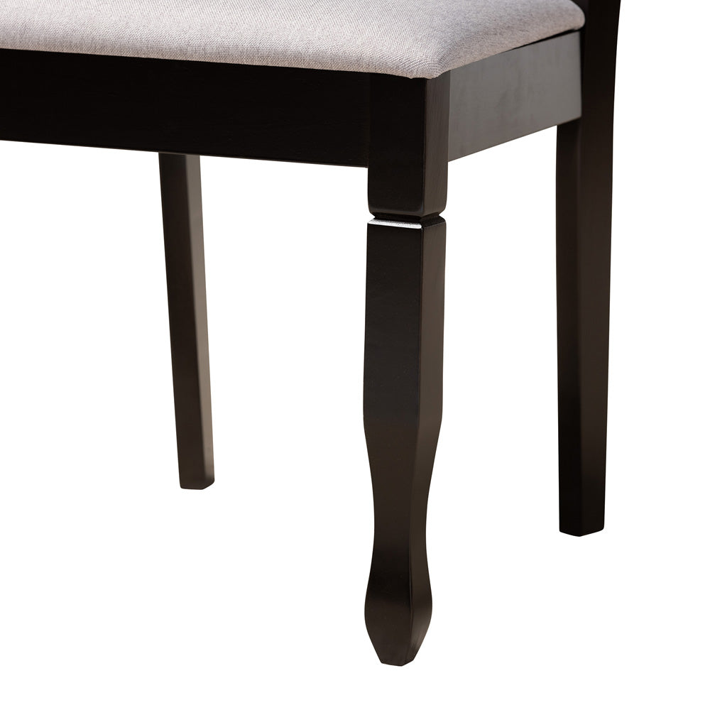 Baxton Studio - Maya Dining Set in Grey/Espresso Brown - Maya-Grey/Dark Brown-5PC Dining Set view 6
