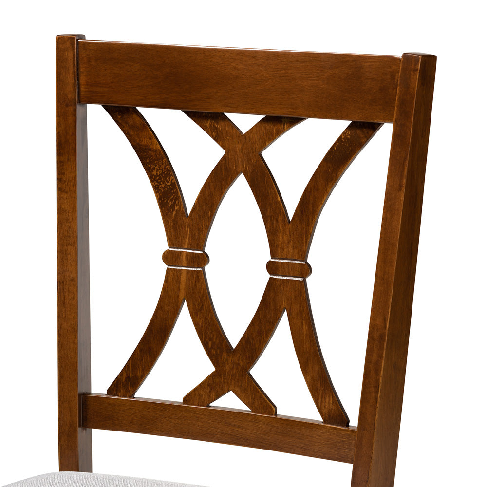 Baxton Studio - Maya Dining Set in Grey/Walnut Brown - Maya-Grey/Walnut-7PC Dining Set view 5