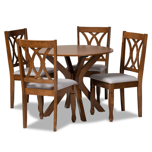 Baxton Studio - Maya Dining Set in Grey/Walnut - Maya-Grey/Walnut-5PC Dining Set view 1