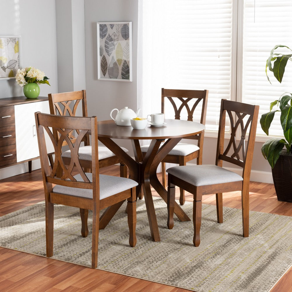 Baxton Studio - Maya Dining Set in Grey/Walnut - Maya-Grey/Walnut-5PC Dining Set view 7