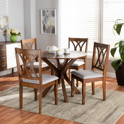 Baxton Studio - Maya Dining Set in Grey/Walnut - Maya-Grey/Walnut-5PC Dining Set view 7