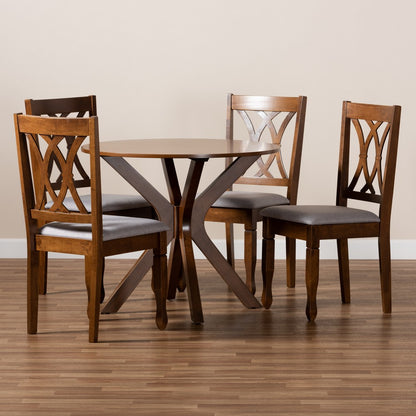 Baxton Studio - Maya Dining Set in Grey/Walnut - Maya-Grey/Walnut-5PC Dining Set view 8
