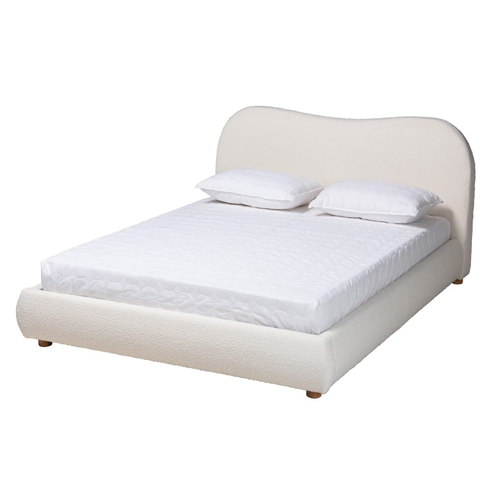 Baxton Studio - Maya Queen Size Bed in White/Oak Brown - BBT61130-Maya-Cream/Oak-Queen view 1
