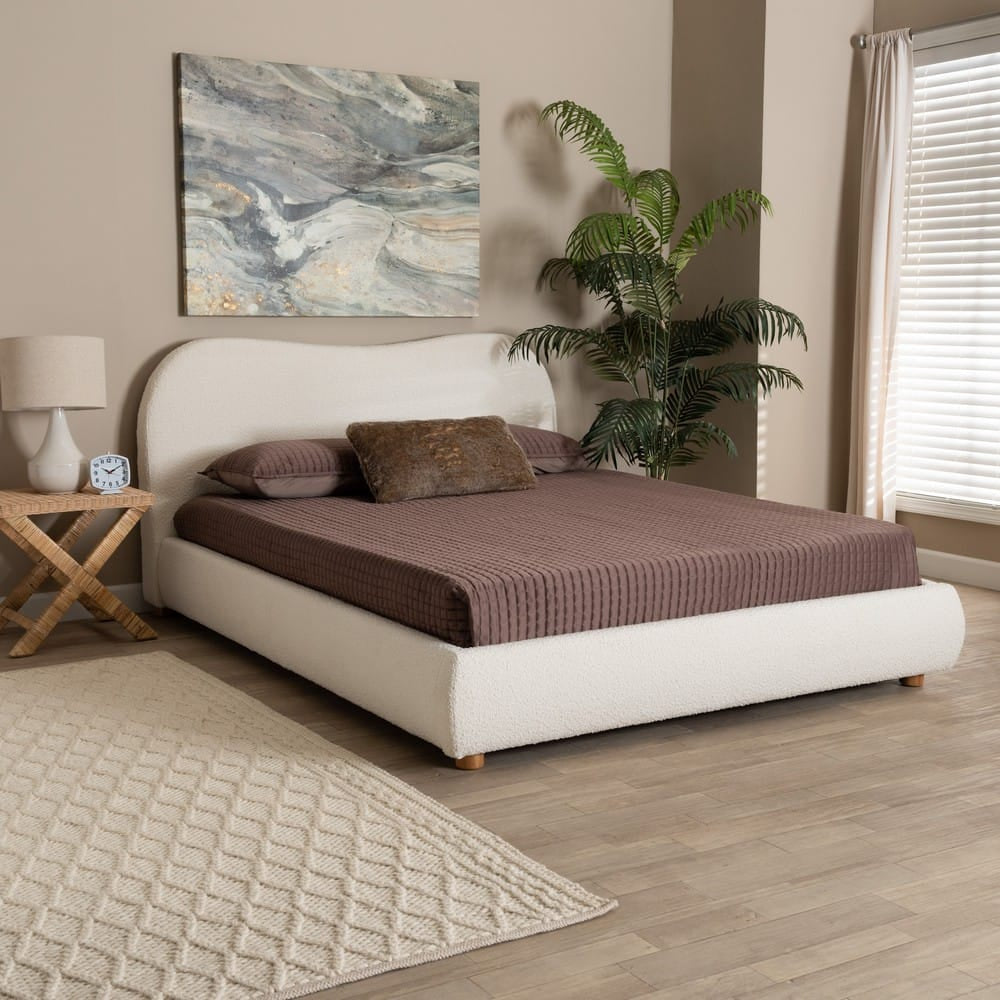 Baxton Studio - Maya Queen Size Bed in White/Oak Brown - BBT61130-Maya-Cream/Oak-Queen view 7
