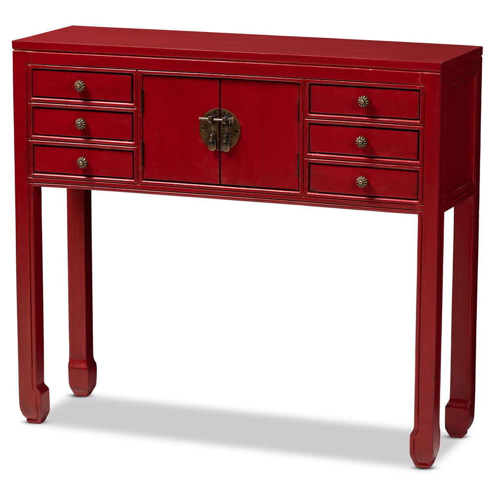 Baxton Studio - Melodie Console Table in Red - MIN22-Red-ST view 1