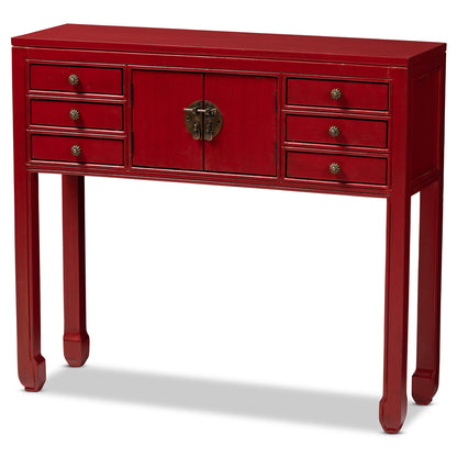 Baxton Studio - Melodie Console Table in Red - MIN22-Red-ST view 1