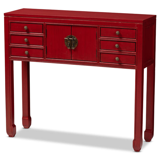 Baxton Studio - Melodie Console Table in Red - MIN22-Red-ST view 1