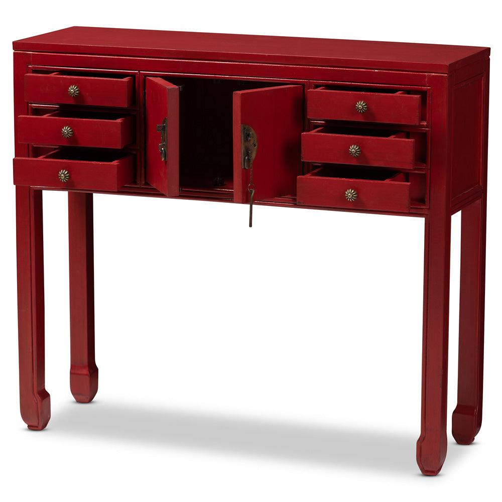 Baxton Studio - Melodie Console Table in Red - MIN22-Red-ST view 2