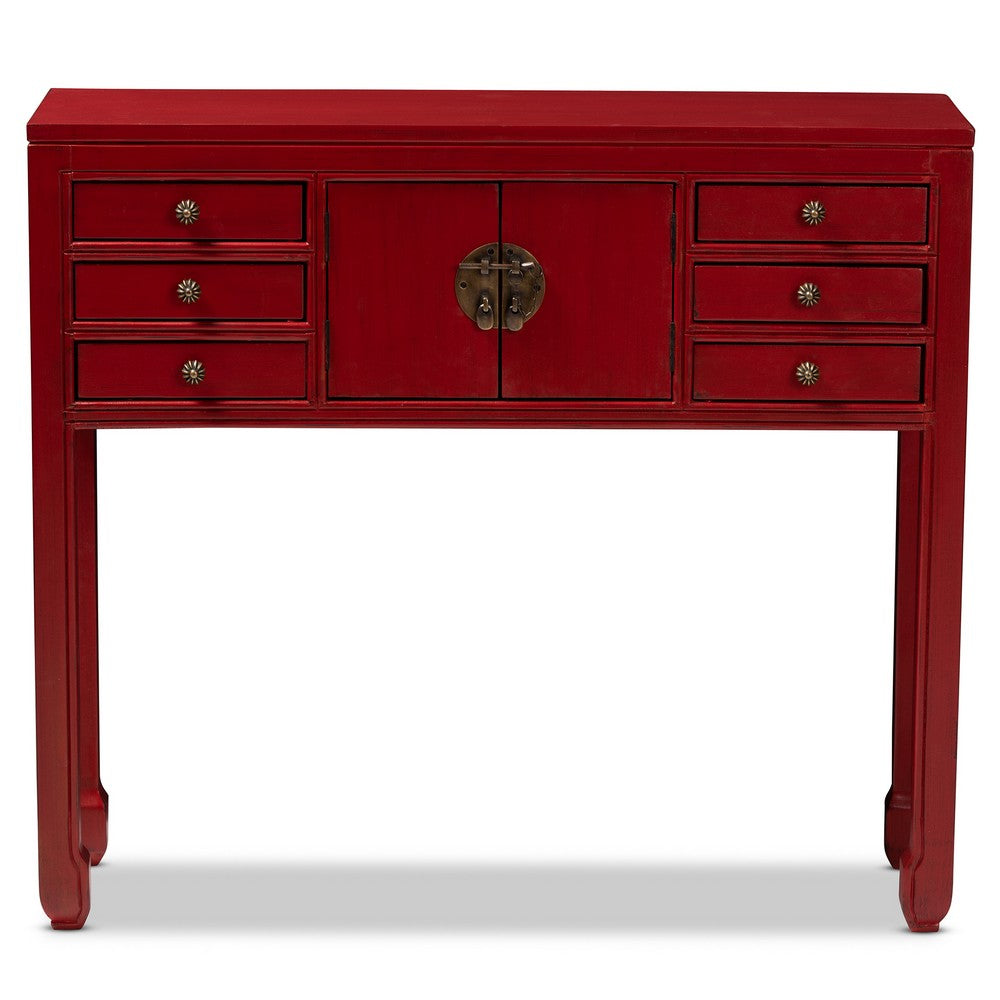 Baxton Studio - Melodie Console Table in Red - MIN22-Red-ST view 3