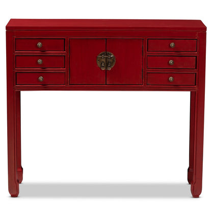Baxton Studio - Melodie Console Table in Red - MIN22-Red-ST view 3