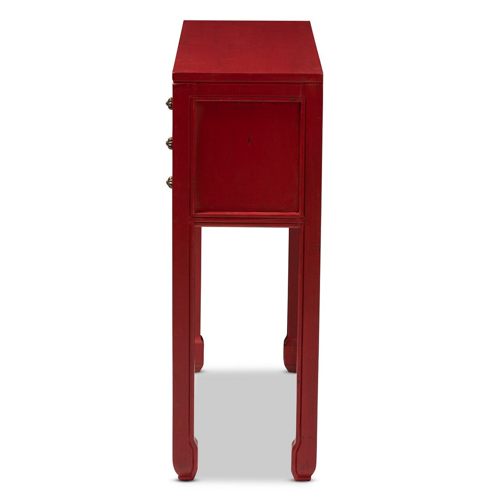Baxton Studio - Melodie Console Table in Red - MIN22-Red-ST view 4