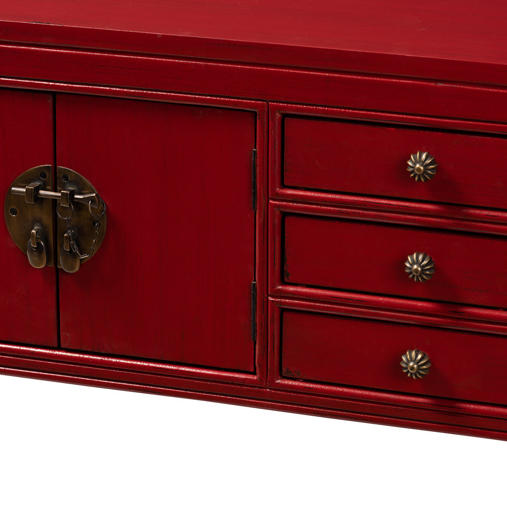 Baxton Studio - Melodie Console Table in Red - MIN22-Red-ST view 6
